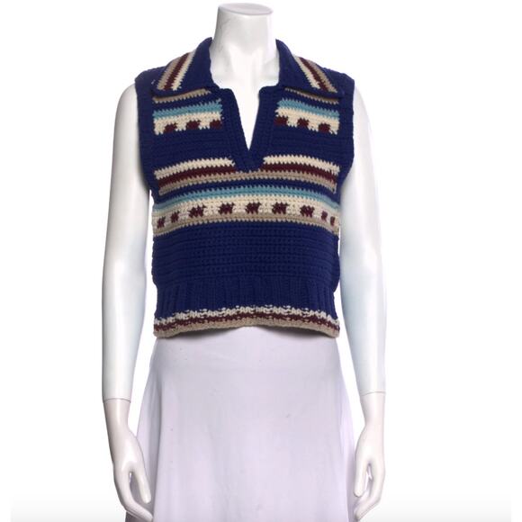 Sea Sutton Crocheted-merino Sweater Vest In Multi - Picture 4 of 6